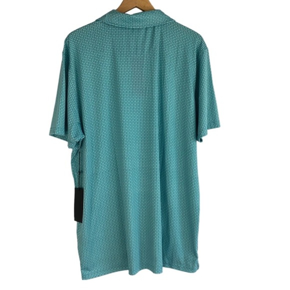 Kenneth Cole AOP Geo Golf Polo Men Size 1X Teal Athletic Performance NWT - Picture 2 of 9